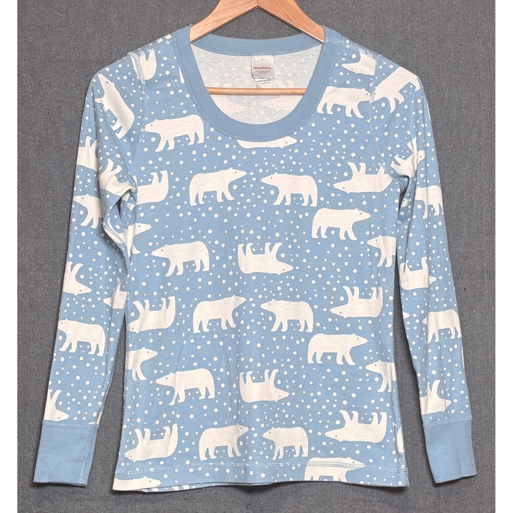 Hanna Andersson Womens Polar Bear Organic Cotton Pajama Top Blue Sz Small